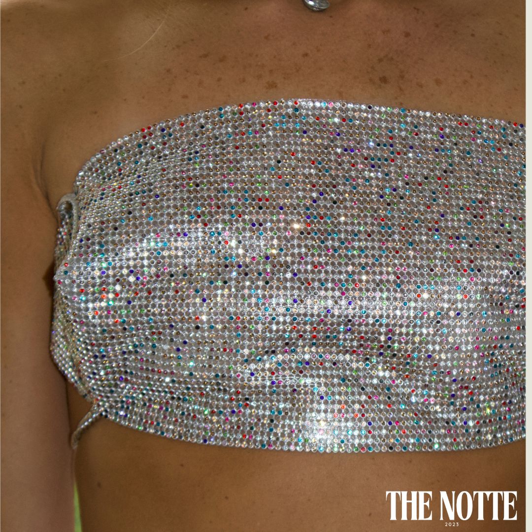 The Notte - Top de Strass Colorido - Brilho Vibrante com Fecho Lagosta