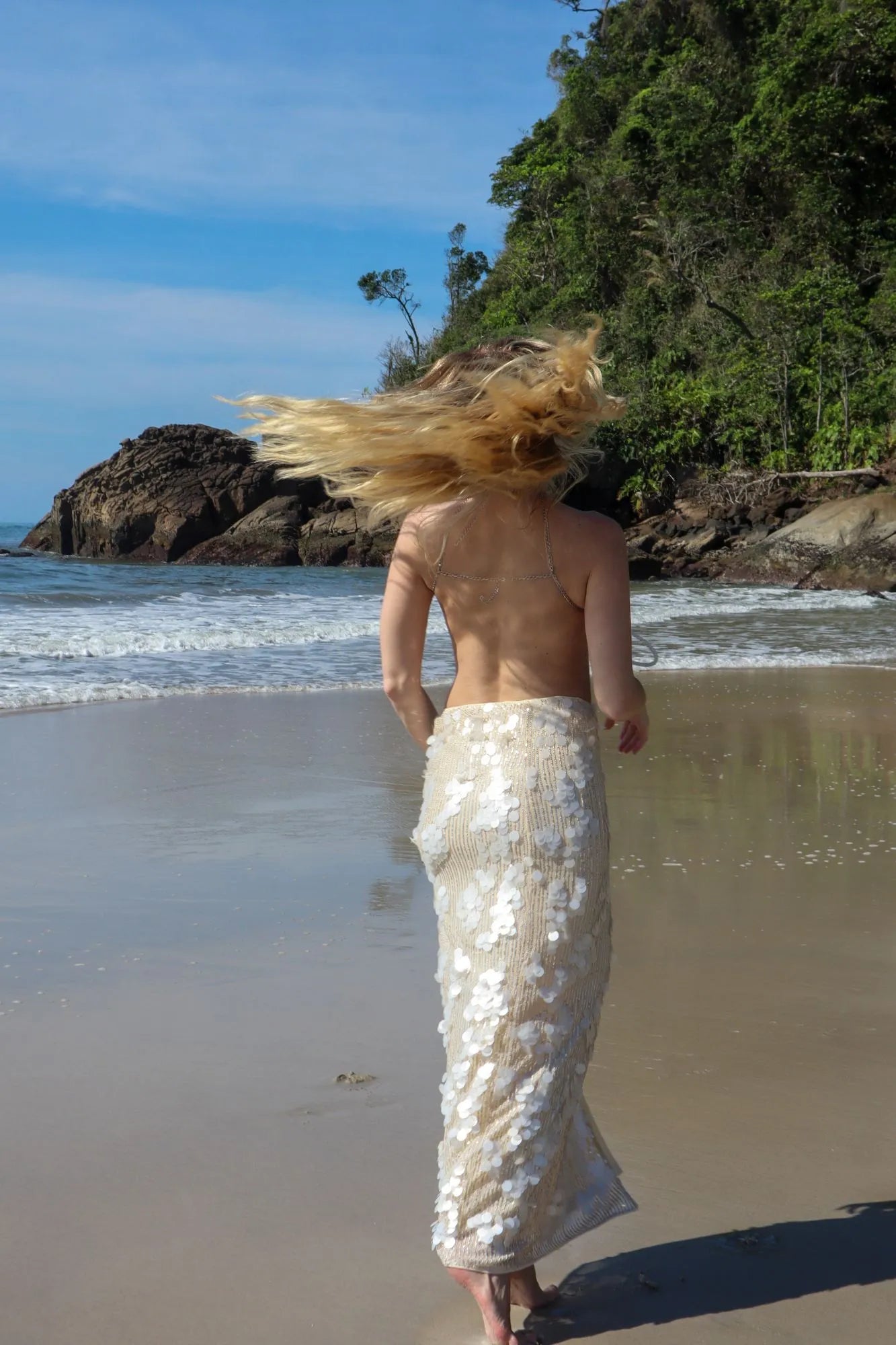 Top Georgina The Notte Branco de Miçangas Verão 2026 Festas Festivais