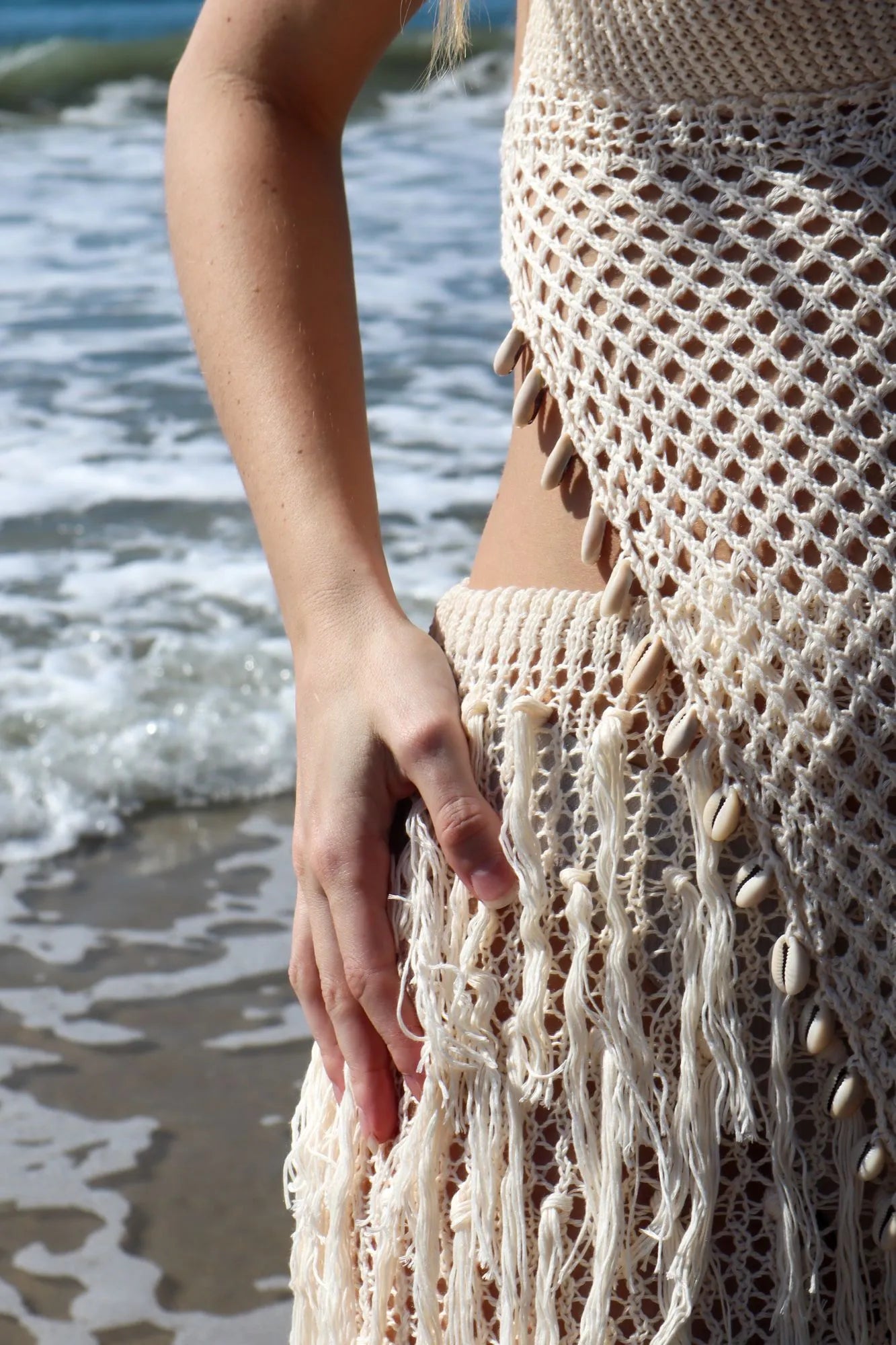 Conjunto Caraíva The Notte de Crochê Bege com Búzios Réveillon