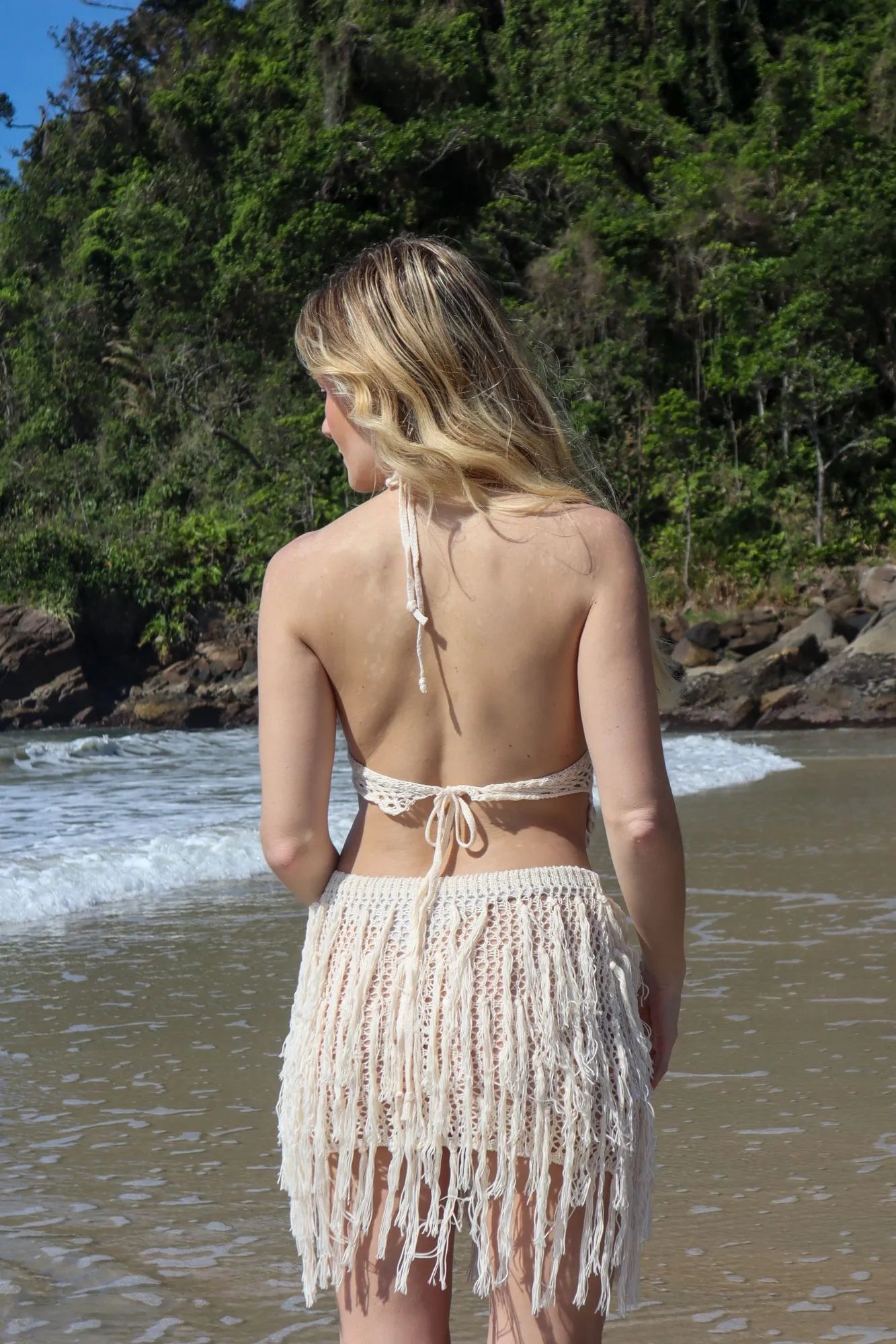 Conjunto Caraíva The Notte de Crochê Bege com Búzios Réveillon